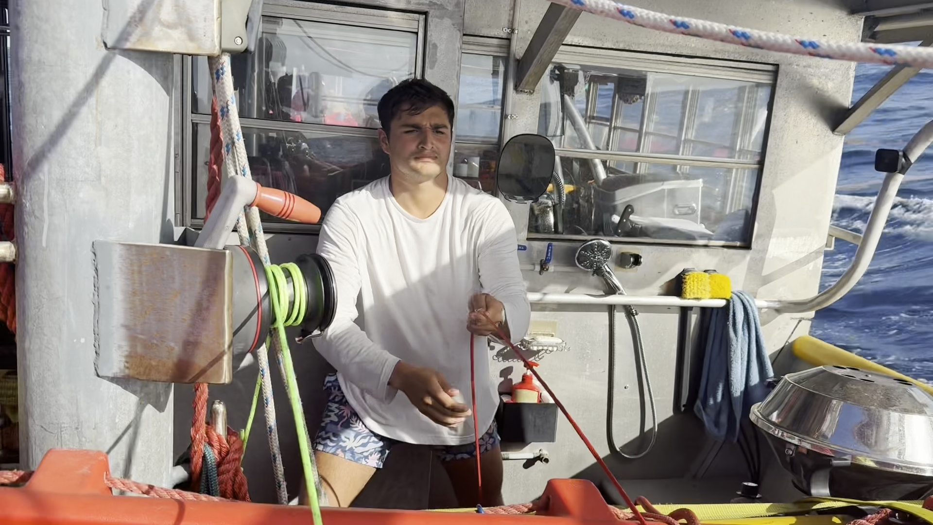 Trying to Keep Sargassum Off the Tow Lines still 1